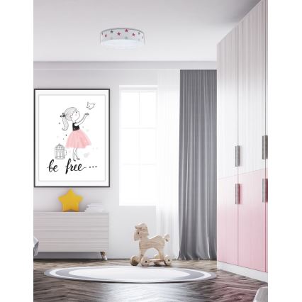 LED Aptumšojama bērnu griestu lampa SMART GALAXY KIDS LED/24W/230V 3000-6500K zvaigznes, balta/rozā/pelēka + tālvadības pults