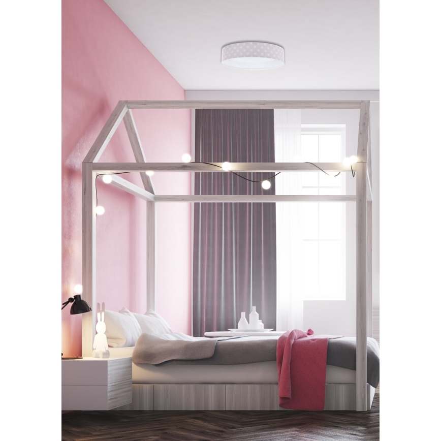 LED Aptumšojama bērnu griestu lampa SMART GALAXY KIDS LED/24W/230V 3000-6500K zvaigznes rozā/balta + tālvadības pults