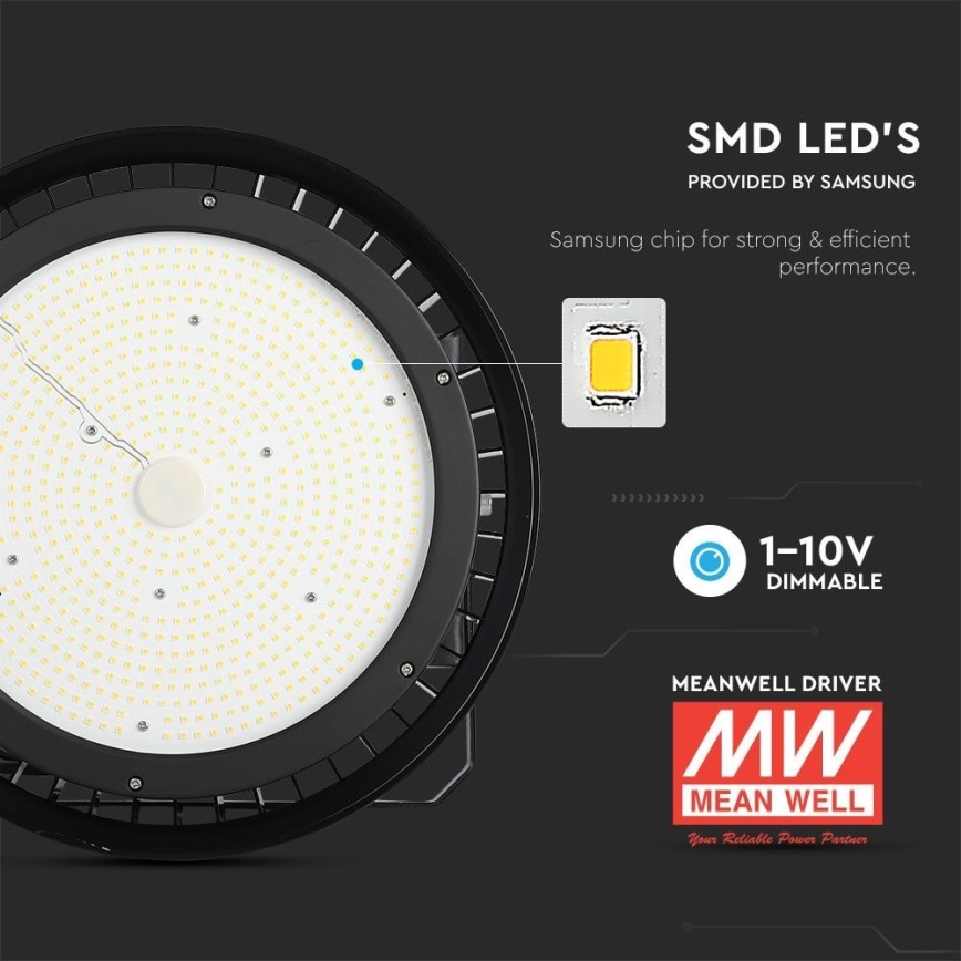 LED Aptumšojama lielas slodzes lampa High Bay LED/500W/230V 4000K IP65 melna