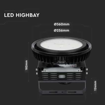 LED Aptumšojama lielas slodzes lampa High Bay LED/500W/230V 4000K IP65 melna