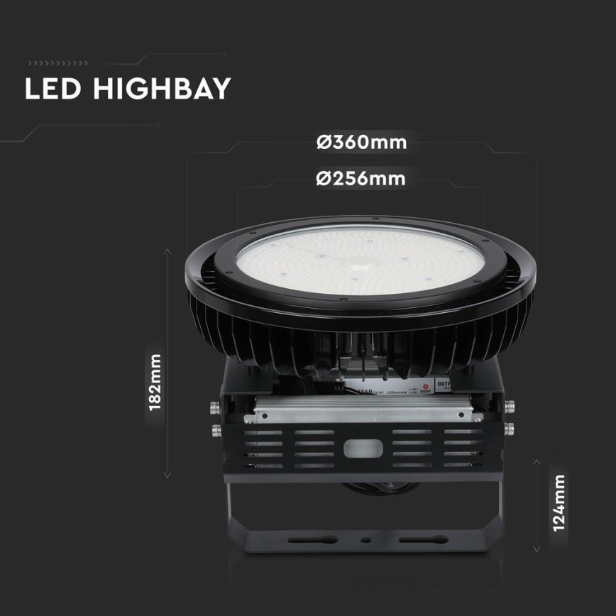 LED Aptumšojama lielas slodzes lampa High Bay LED/500W/230V 4000K IP65 melna
