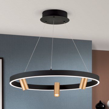 LED Aptumšojama lustra ar auklu BERLIN LED/50W/230V melna/zelta