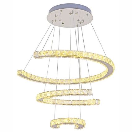 LED Aptumšojama kristāla lustra ar auklu LED/100W/230V 3000-6500K sudraba + tālvadības pults