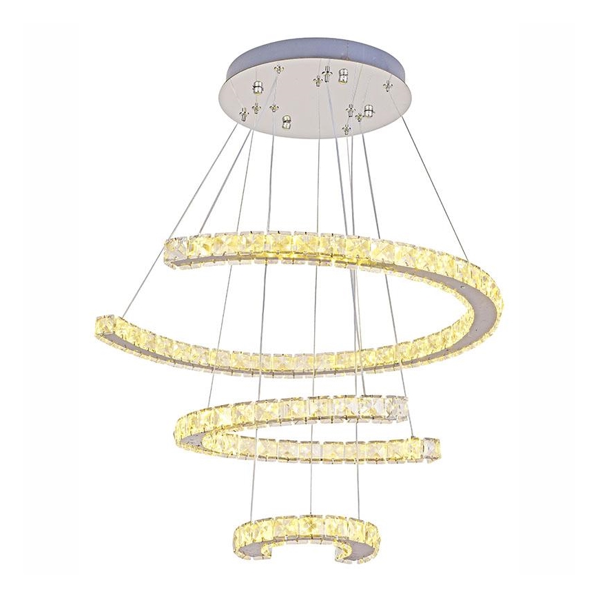 LED Aptumšojama kristāla lustra ar auklu LED/100W/230V 3000-6500K sudraba + tālvadības pults