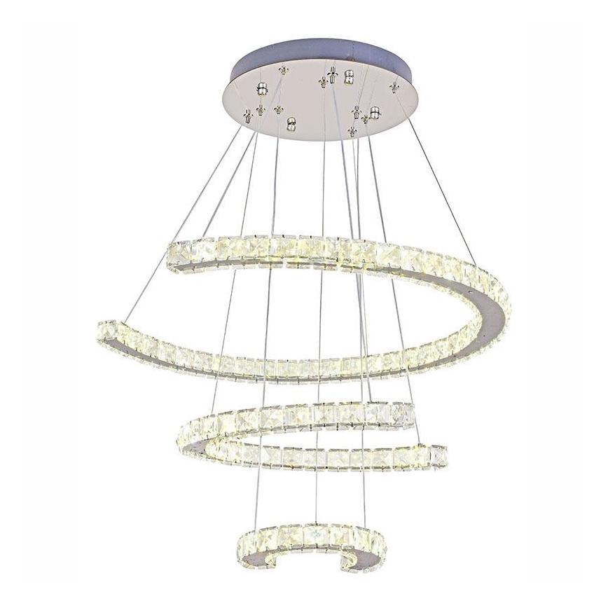 LED Aptumšojama kristāla lustra ar auklu LED/100W/230V 3000-6500K sudraba + tālvadības pults