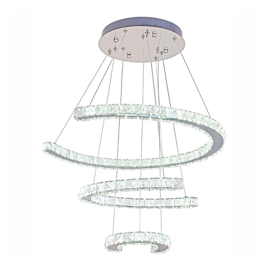 LED Aptumšojama kristāla lustra ar auklu LED/100W/230V 3000-6500K sudraba + tālvadības pults