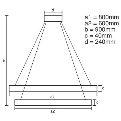 LED Aptumšojama lustra ar auklu LED/100W/230V 3000-6500K d. 80 cm + tālvadības pults