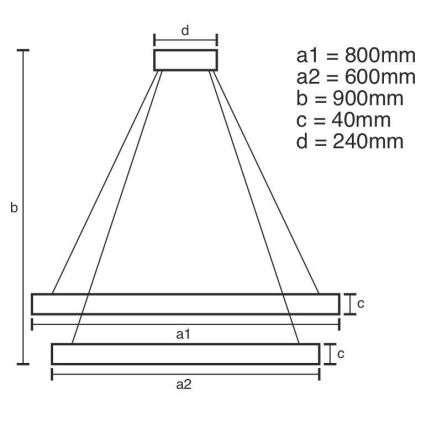 LED Aptumšojama lustra ar auklu LED/100W/230V 3000-6500K + tālvadības pults