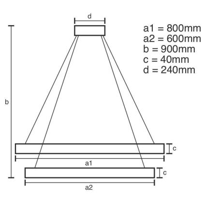 LED Aptumšojama lustra ar auklu LED/100W/230V 3000-6500K d. 80 cm + tālvadības pults
