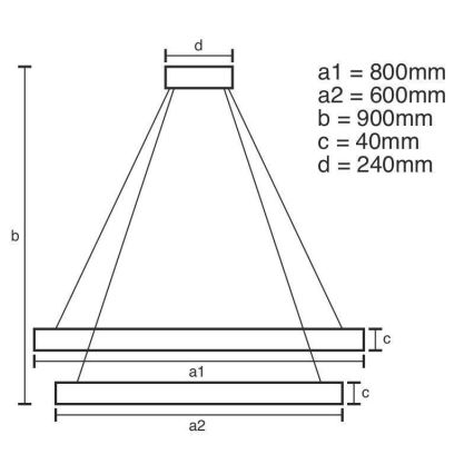 LED Aptumšojama lustra ar auklu LED/100W/230V 3000-6500K + tālvadības pults