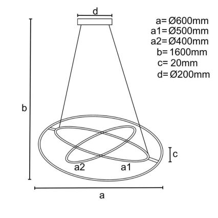 LED Aptumšojama lustra ar auklu LED/105W/230V 3000-6500K d. 60 cm + tālvadības pults