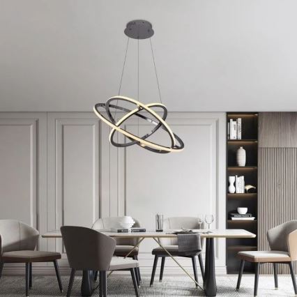 LED Aptumšojama lustra ar auklu LED/105W/230V 3000-6500K d. 60 cm + tālvadības pults
