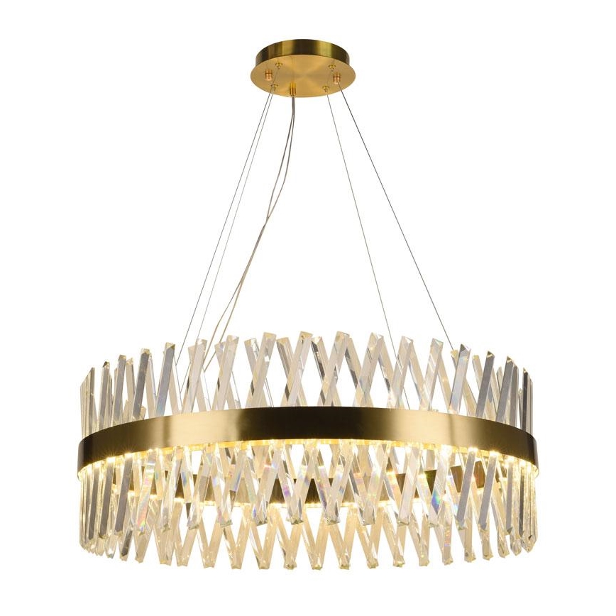 LED Aptumšojama kristāla lustra ar auklu LED/110W/230V 3000-6500K zelta + tālvadības pults