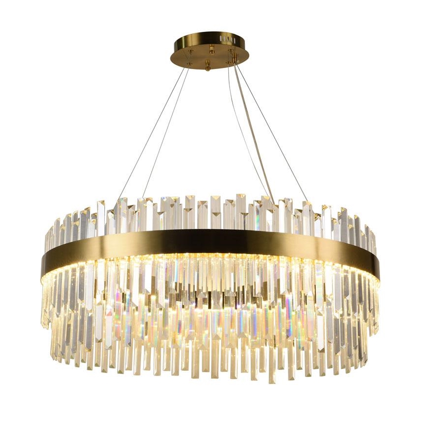LED Aptumšojama kristāla lustra ar auklu LED/110W/230V 3000-6500K zelta + tālvadības pults