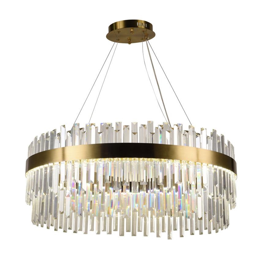 LED Aptumšojama kristāla lustra ar auklu LED/110W/230V 3000-6500K zelta + tālvadības pults