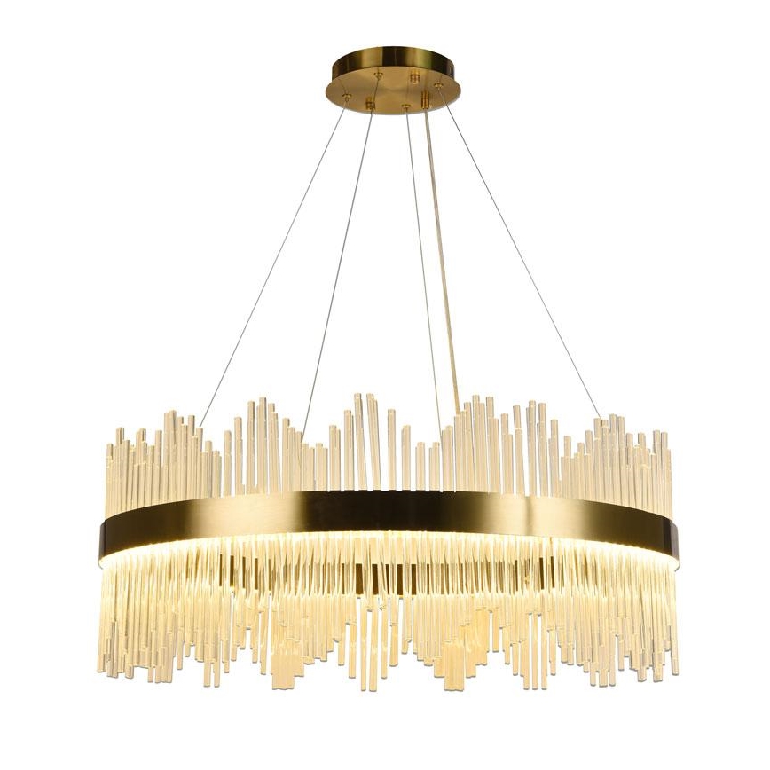 LED Aptumšojama kristāla lustra ar auklu LED/110W/230V 3000-6500K zelta + tālvadības pults
