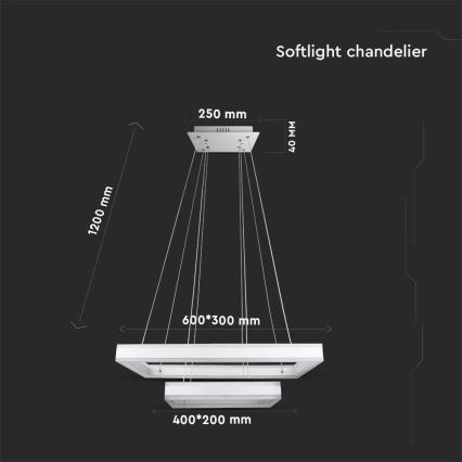 LED Aptumšojama lustra ar auklu LED/113W/230V 3000K balta