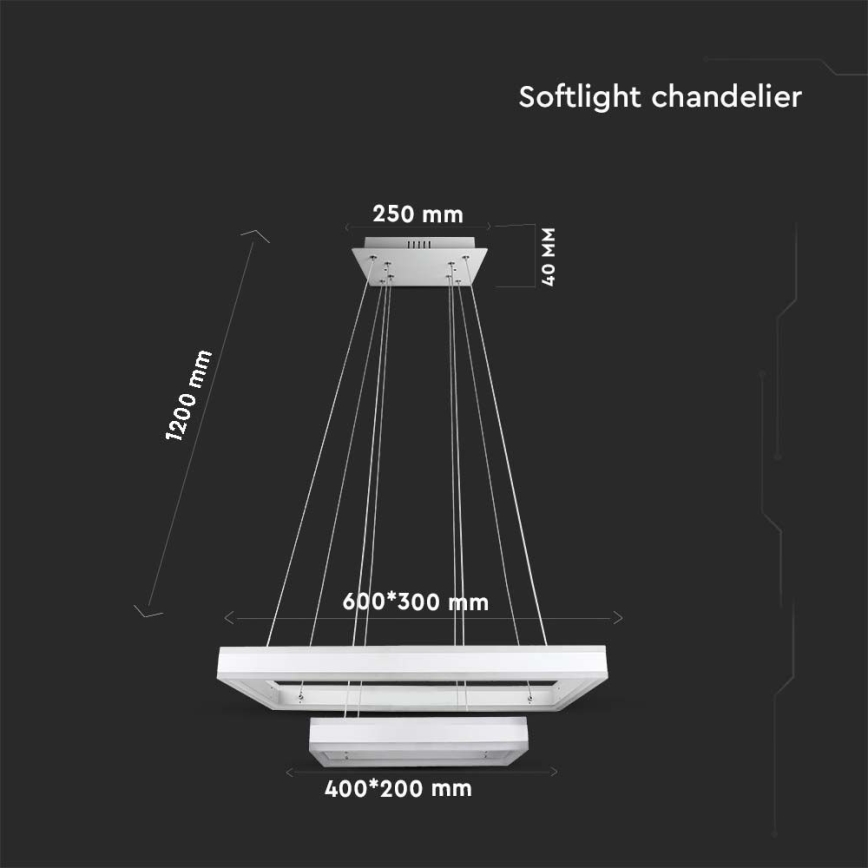 LED Aptumšojama lustra ar auklu LED/113W/230V 3000K balta