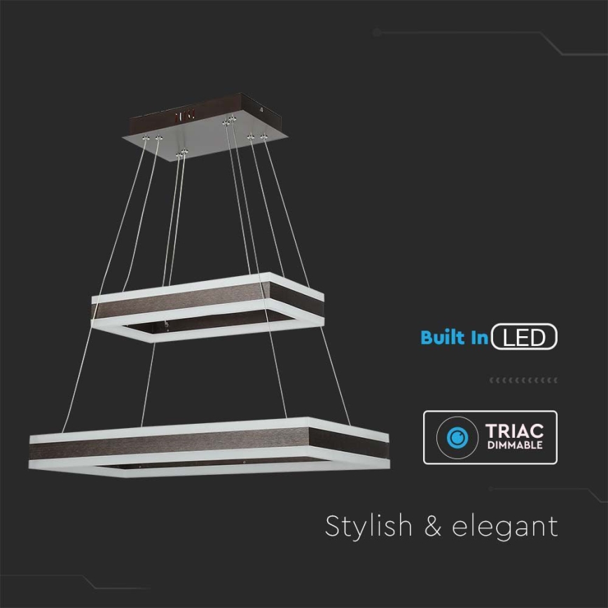 LED Aptumšojama lustra ar auklu LED/113W/230V 3000K brūna