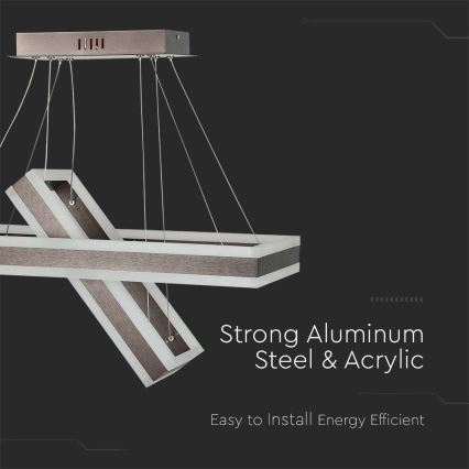 LED Aptumšojama lustra ar auklu LED/113W/230V 3000K brūna