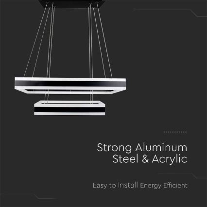LED Aptumšojama lustra ar auklu LED/113W/230V 3000K melna