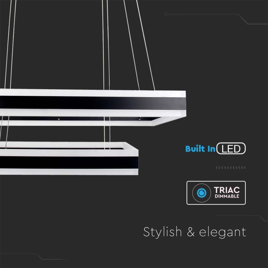 LED Aptumšojama lustra ar auklu LED/113W/230V 3000K melna