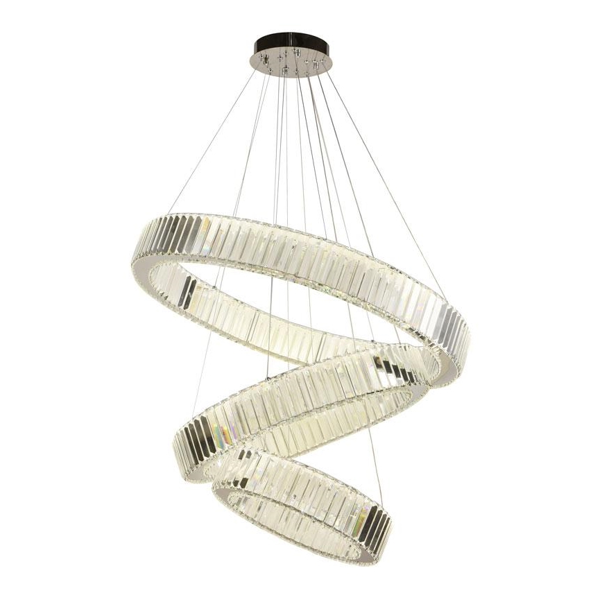 LED Aptumšojama kristāla lustra ar auklu LED/115W/230V 3000-6500K spīdīgi hromēts + tālvadības pults