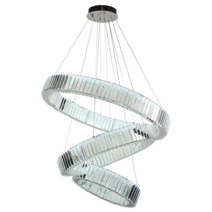 LED Aptumšojama kristāla lustra ar auklu LED/115W/230V 3000-6500K spīdīgi hromēts + tālvadības pults