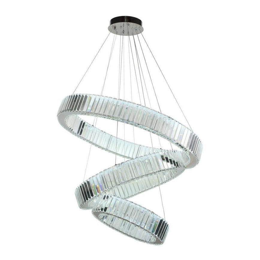 LED Aptumšojama kristāla lustra ar auklu LED/115W/230V 3000-6500K spīdīgi hromēts + tālvadības pults