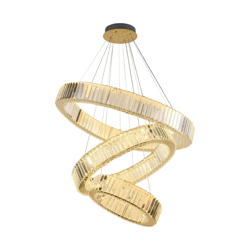 LED Aptumšojama kristāls lustra ar auklu LED/115W/230V 3000-6500K hroms/zelta + tālvadības pults