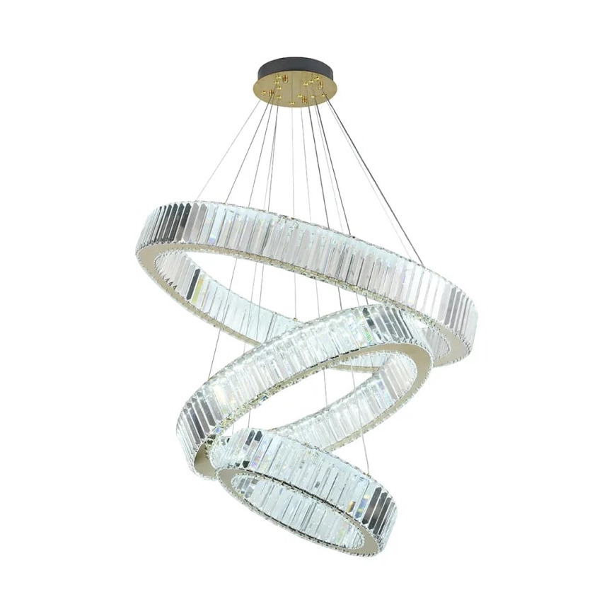 LED Aptumšojama kristāls lustra ar auklu LED/115W/230V 3000-6500K hroms/zelta + tālvadības pults