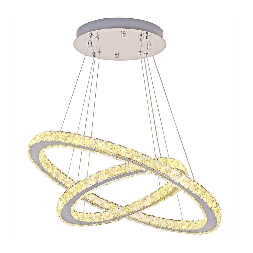 LED Aptumšojama kristāla lustra ar auklu LED/115W/230V 3000-6500K sudraba + tālvadības pults