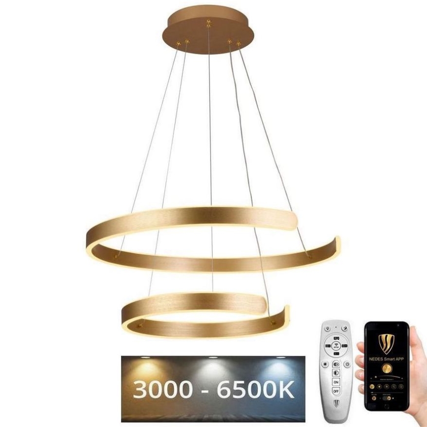 LED Aptumšojama lustra ar auklu LED/120W/230V 3000-6500K d. 60 cm + tālvadības pults