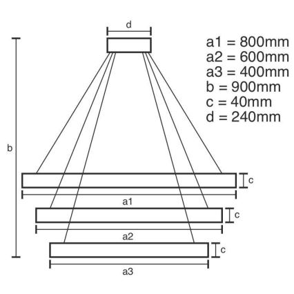 LED Aptumšojama lustra ar auklu LED/125W/230V 3000-6500K + tālvadības pults