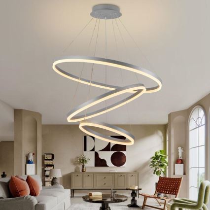 LED Aptumšojama lustra ar auklu LED/125W/230V 3000-6500K d. 80 cm + tālvadības pults