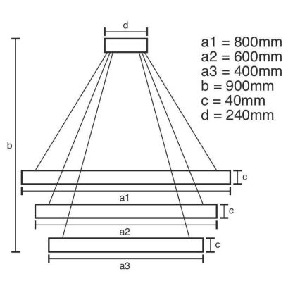 LED Aptumšojama lustra ar auklu LED/125W/230V 3000-6500K d. 80 cm + tālvadības pults