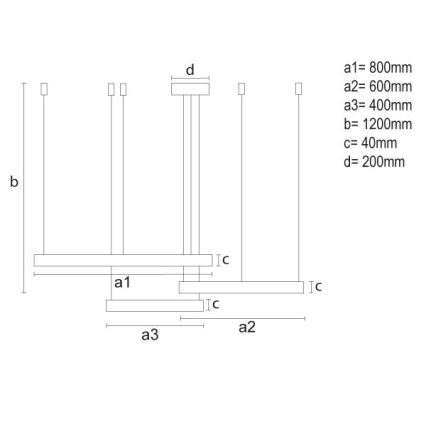 LED Aptumšojama lustra ar auklu LED/125W/230V 3000-6500K + tālvadības pults