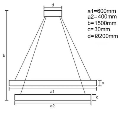 LED Aptumšojama lustra ar auklu LED/130W/230V 3000-6500K + tālvadības pults