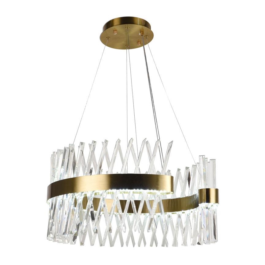 LED Aptumšojama kristāla lustra ar auklu LED/130W/230V 3000-6500K zelta + tālvadības pults