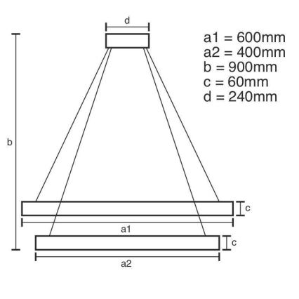 LED Aptumšojama lustra ar auklu LED/135W/230V 3000-6500K + tālvadības pults