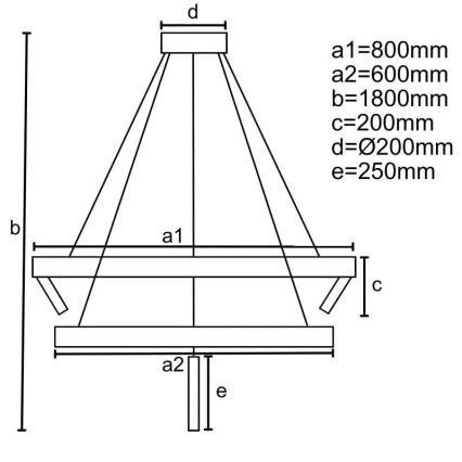 LED Aptumšojama lustra ar auklu LED/140W/230V 3000-6500K + tālvadības pults