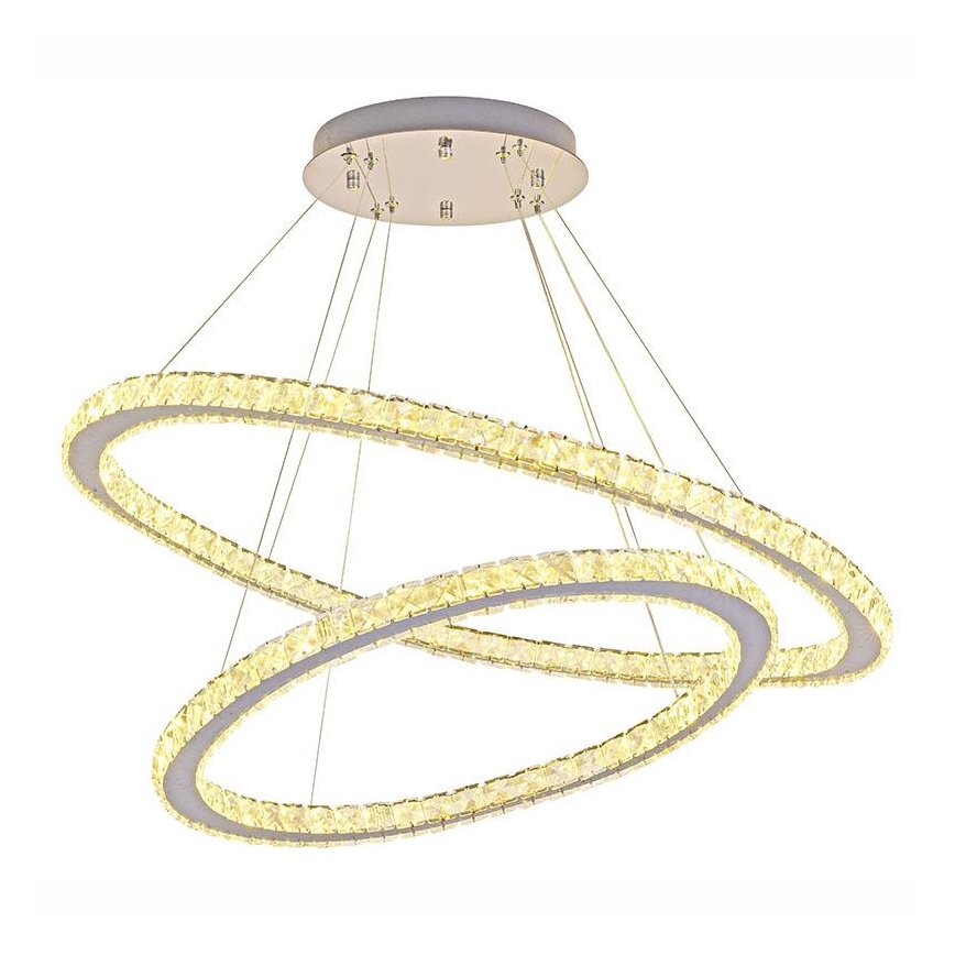 LED Aptumšojama kristāla lustra ar auklu LED/160W/230V 3000-6500K sudraba + tālvadības pults