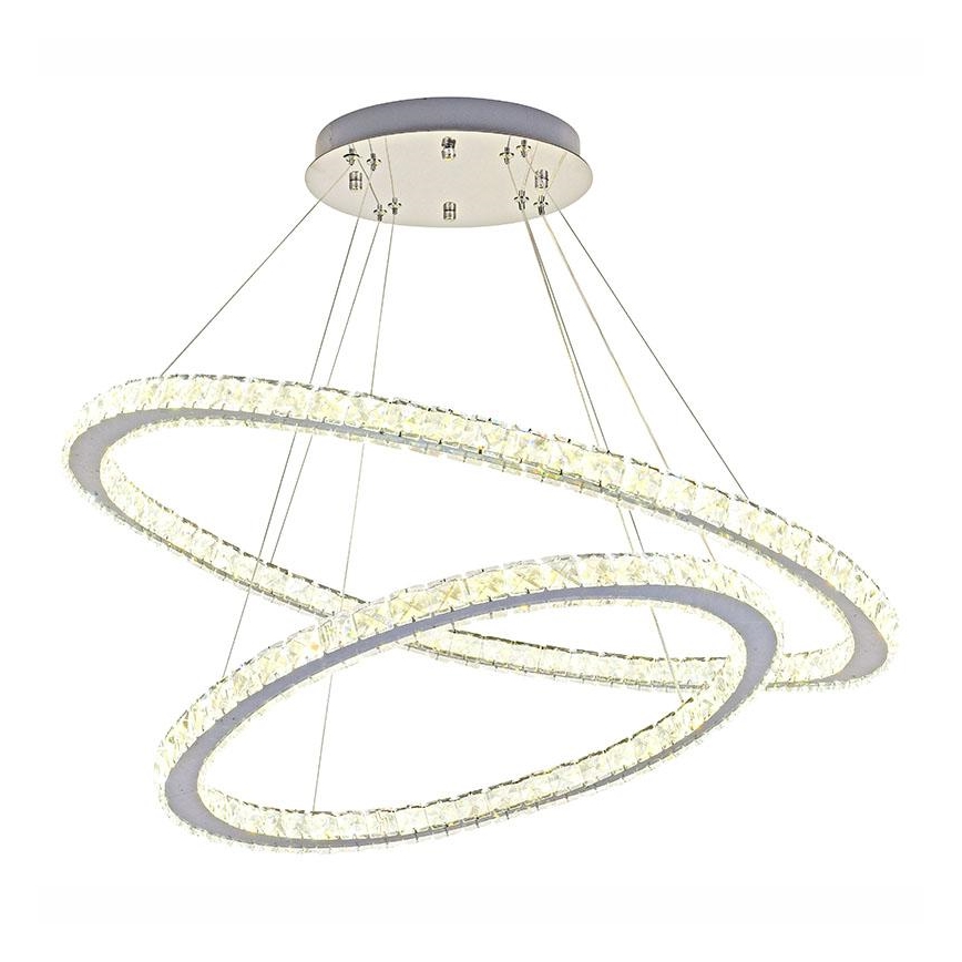 LED Aptumšojama kristāla lustra ar auklu LED/160W/230V 3000-6500K sudraba + tālvadības pults