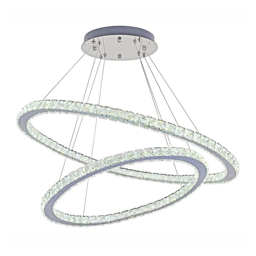 LED Aptumšojama kristāla lustra ar auklu LED/160W/230V 3000-6500K sudraba + tālvadības pults