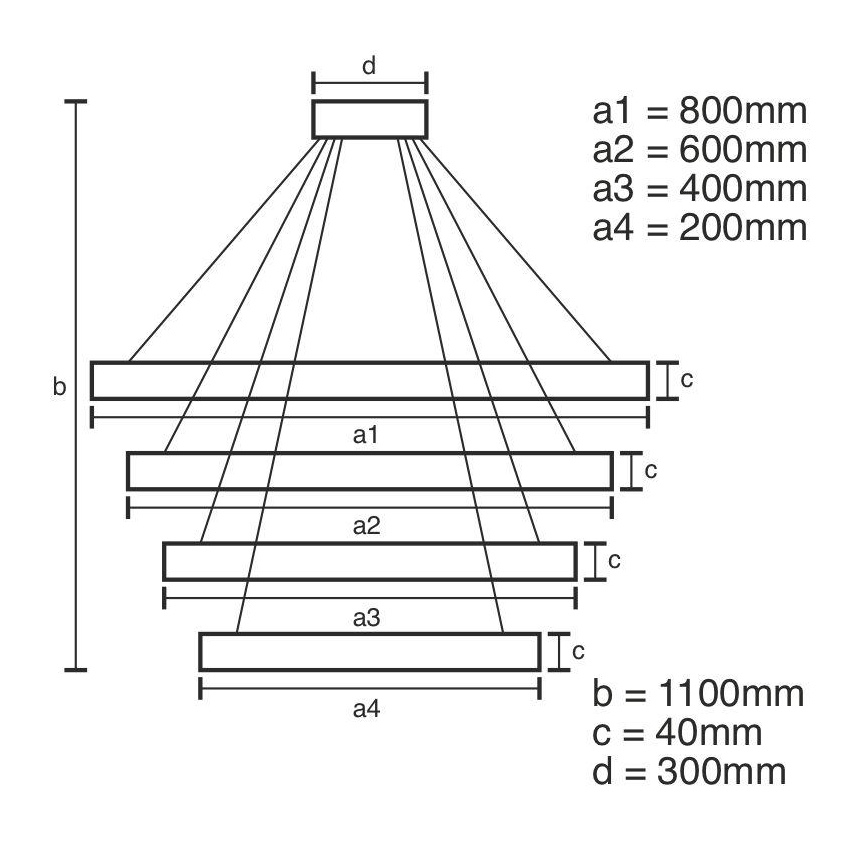 LED Aptumšojama lustra ar auklu LED/165W/230V 3000-6500K + tālvadības pults
