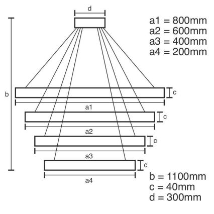 LED Aptumšojama lustra ar auklu LED/165W/230V 3000-6500K + tālvadības pults