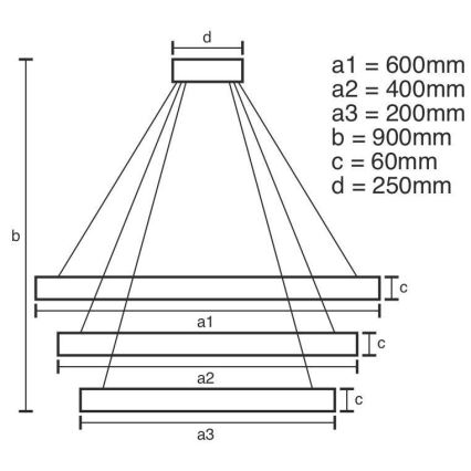 LED Aptumšojama lustra ar auklu LED/165W/230V 3000-6500K + tālvadības pults