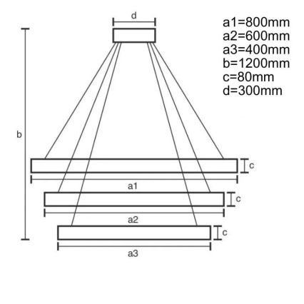 LED Aptumšojama lustra ar auklu LED/170W/230V 3000-6500K + tālvadības pults