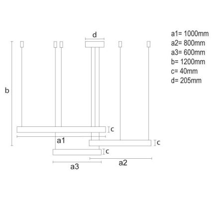 LED Aptumšojama lustra ar auklu LED/170W/230V 3000-6500K + tālvadības pults