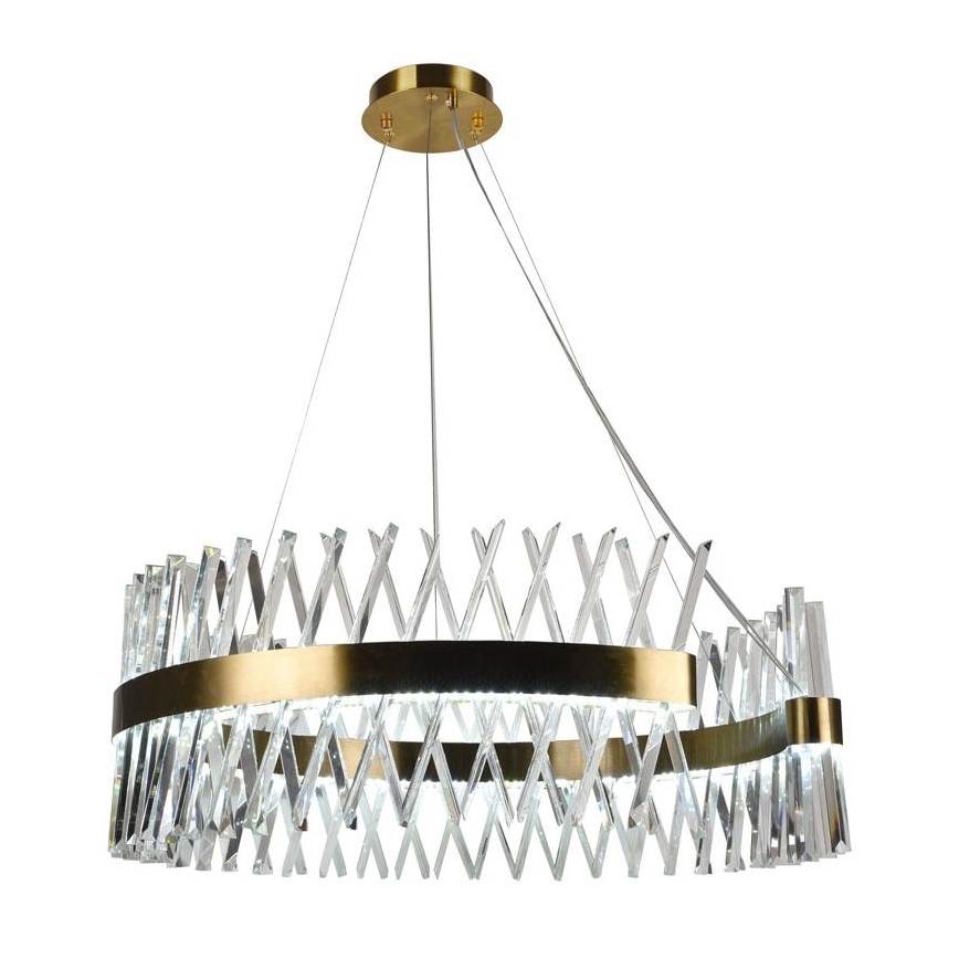 LED Aptumšojama kristāla lustra ar auklu LED/175W/230V 3000-6500K zelta + tālvadības pults